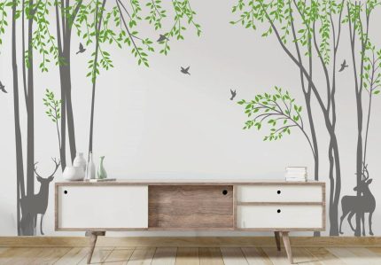 Forest Tree Wall Decal With Deer