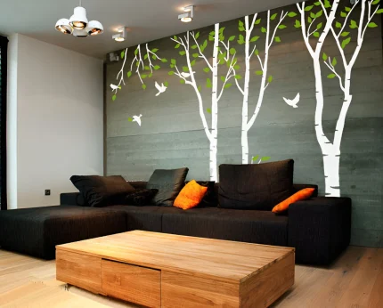 3 Green Tree Forest Wall Decals