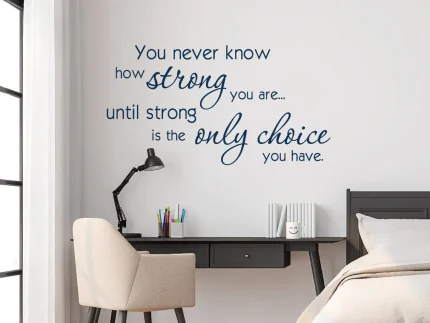 Inspirational Quotes Wall Decal You Never Know How Strong You Are