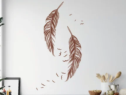 Feather with Bird Wall Decals