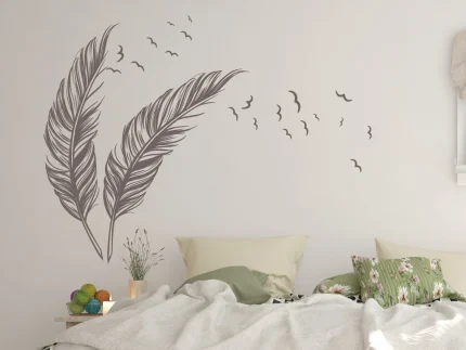 Feather with Bird Wall Decals