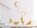 Cute Cat Wall Decals With Star and Moon