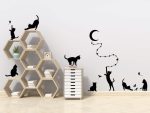 Cute Cat Wall Decals With Star and Moon