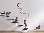 Cute Cat Wall Decals With Star and Moon
