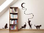 Cute Cat Wall Decals With Star and Moon