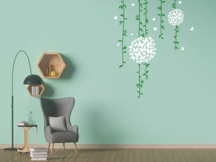 Flower Ball Wall Decal With Vines