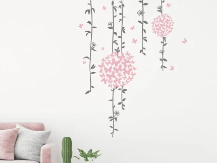 Flower Ball Wall Decal With Vines